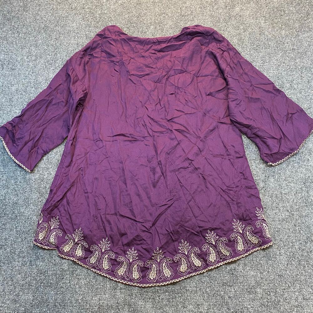 Soft Surroundings Idaira Women Medium Purple Flowy Tunic Embroidered Top Blouse - Picture 4 of 9